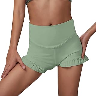 Bikini Hotpants Mujer Pantalones Cortos Deportivos con Volantes para Niñas Cintura Alta para Yoga Danza Cómodos Entrenamiento Gimnasia Pantalones Cortos Bebé Caza Ropa