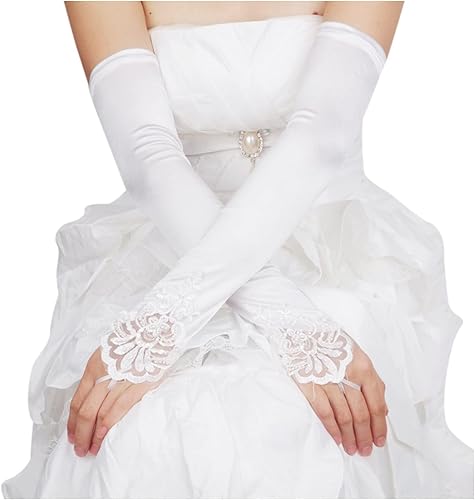 Miniatura 4 de Guantes perforados, longitud de noche para mujer, codo sin dedos, elásticos, guantes largos de ópera, guantes de esquí para hombre