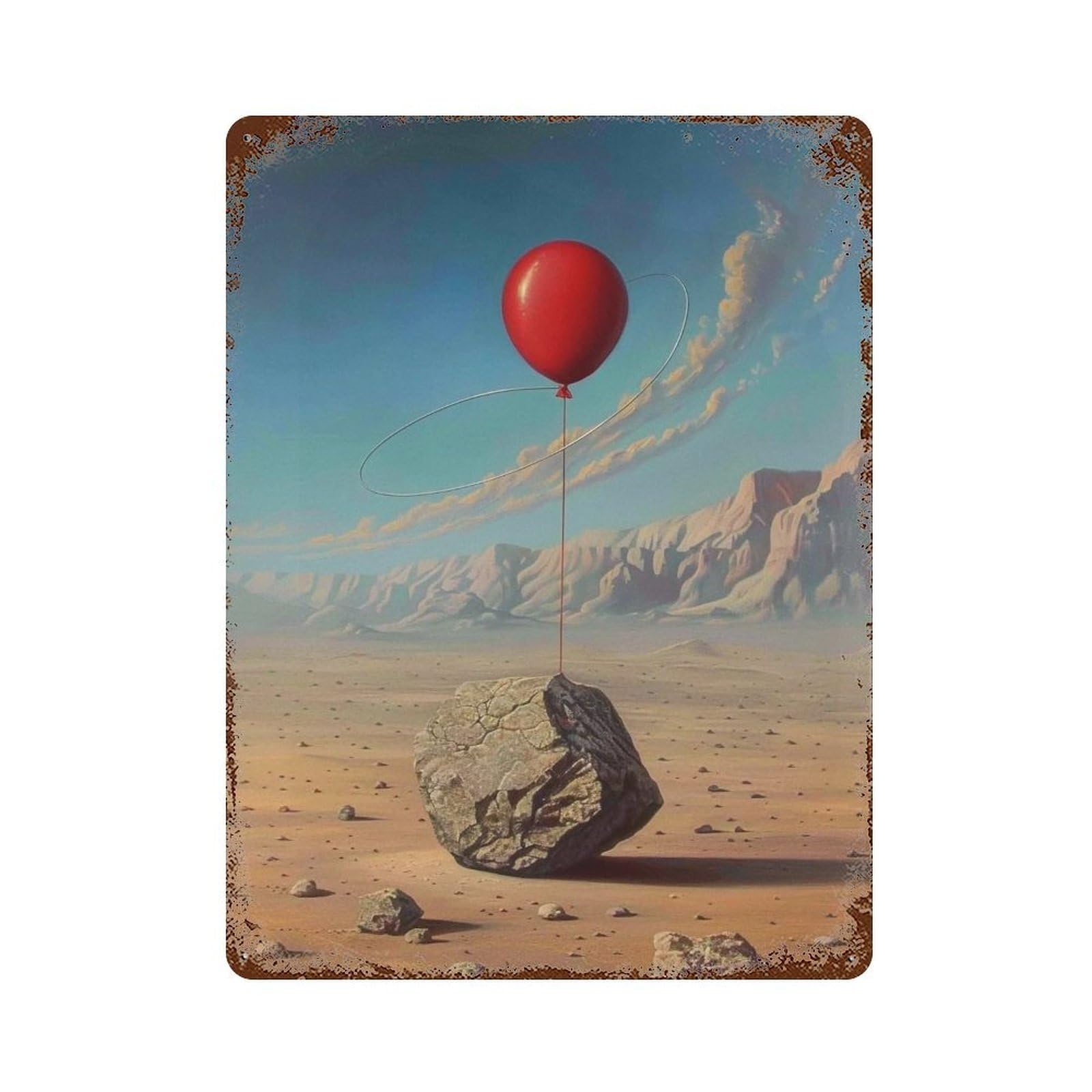 Wihyrtui Style Surreal Desert Ring Floating Rock 03 Wall Retro Iron Metal Tin Sign Vintage Art Poster Modern Home Cofffee Club Art Bar Shop Decor 40X30cm