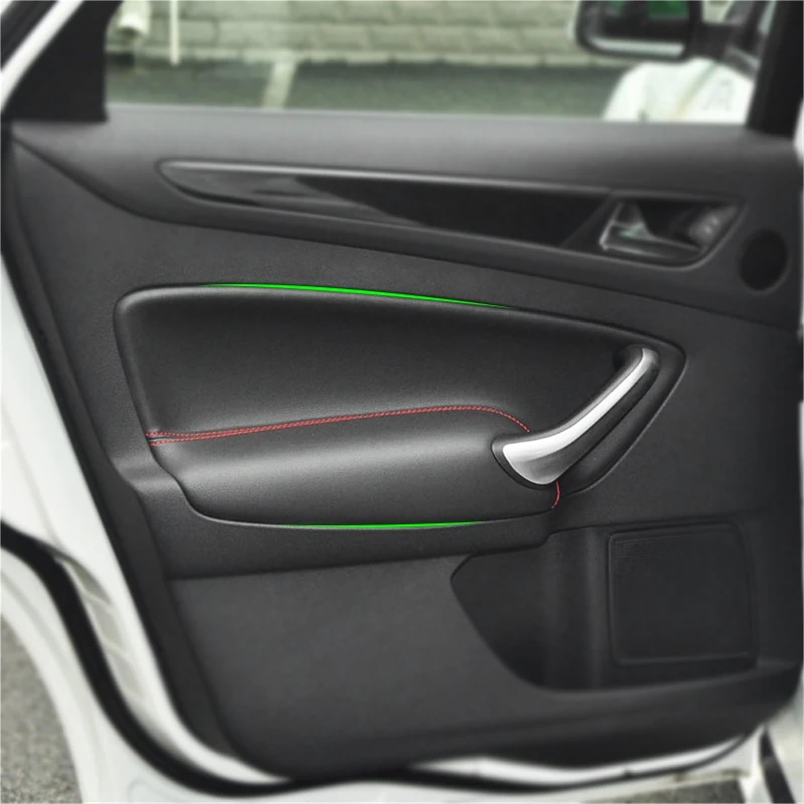Skórzana tapicerka drzwi Wnętrze samochodu Skóra z mikrofibry Klamka Podłokietnik Panel Pokrywa Ochronna tapicerka, dla Forda, Mondeo, 2007 2008 2009 2010 2011(Beige-front 2 Door)