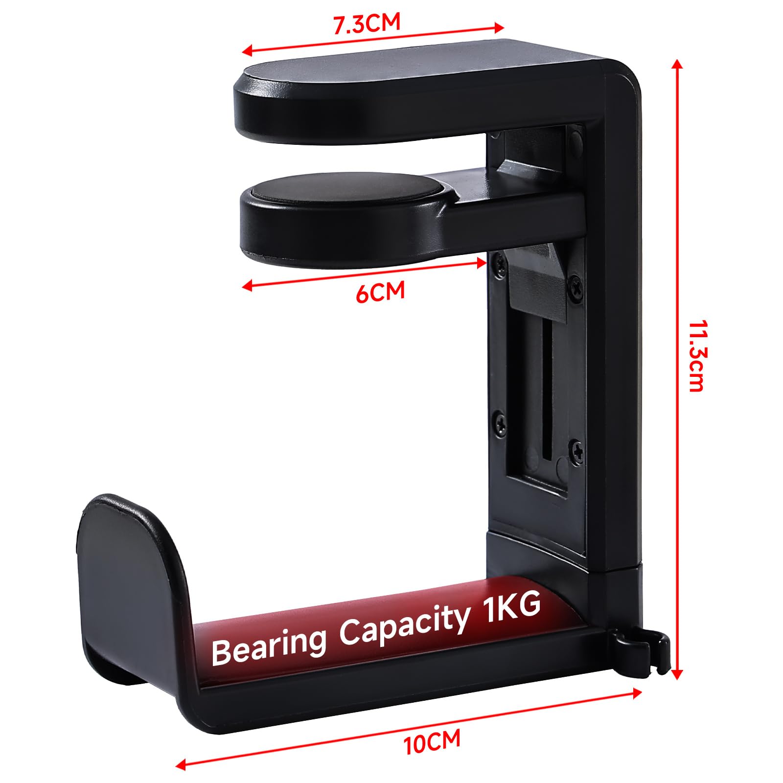 Porta Cuffie da Scrivania Supporto per Cuffie Gaming ABS Metallo Girevole 360° Salvaspazio Nero