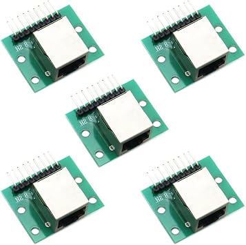 5Pcs RJ45 Network Port Adapter,8-pin Breakout Board Kit with PCB Board and Pin Headers, for Ethernet DMX-512 RS-485 RS-422 RS-232