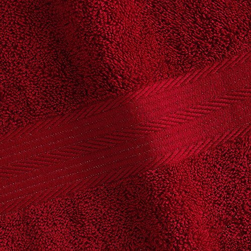 Image of Amazon Brand - Solimo 100% Cotton 6 Piece Towel Set, 500 GSM (Iris Blue and Spanish Red)