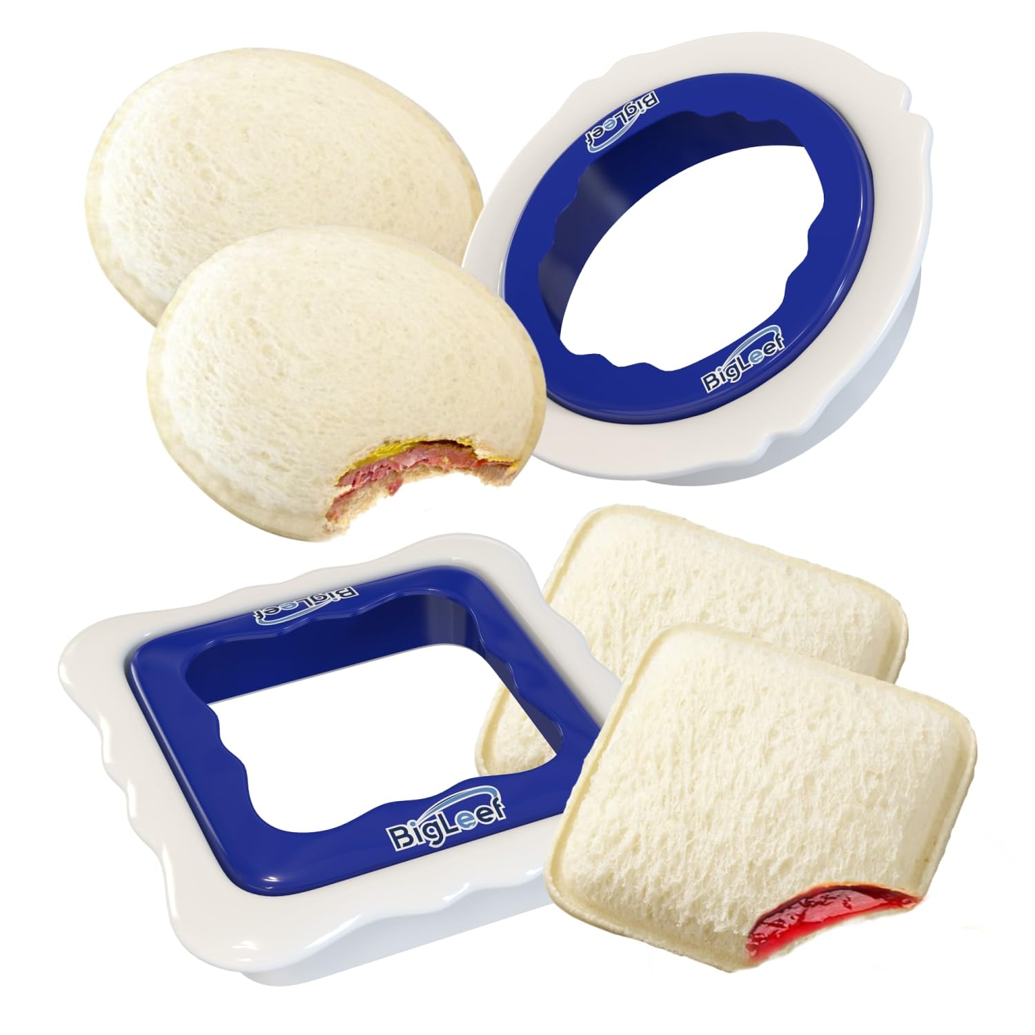 Uncrustable Sandwich Cutter, Sandwich Cutter for Kids Lunch, Uncrustable Maker, Crustless PBJ and Sealer, Kids Lunch Accessories, Easy To Use, Dishwasher Safe, Round & Square