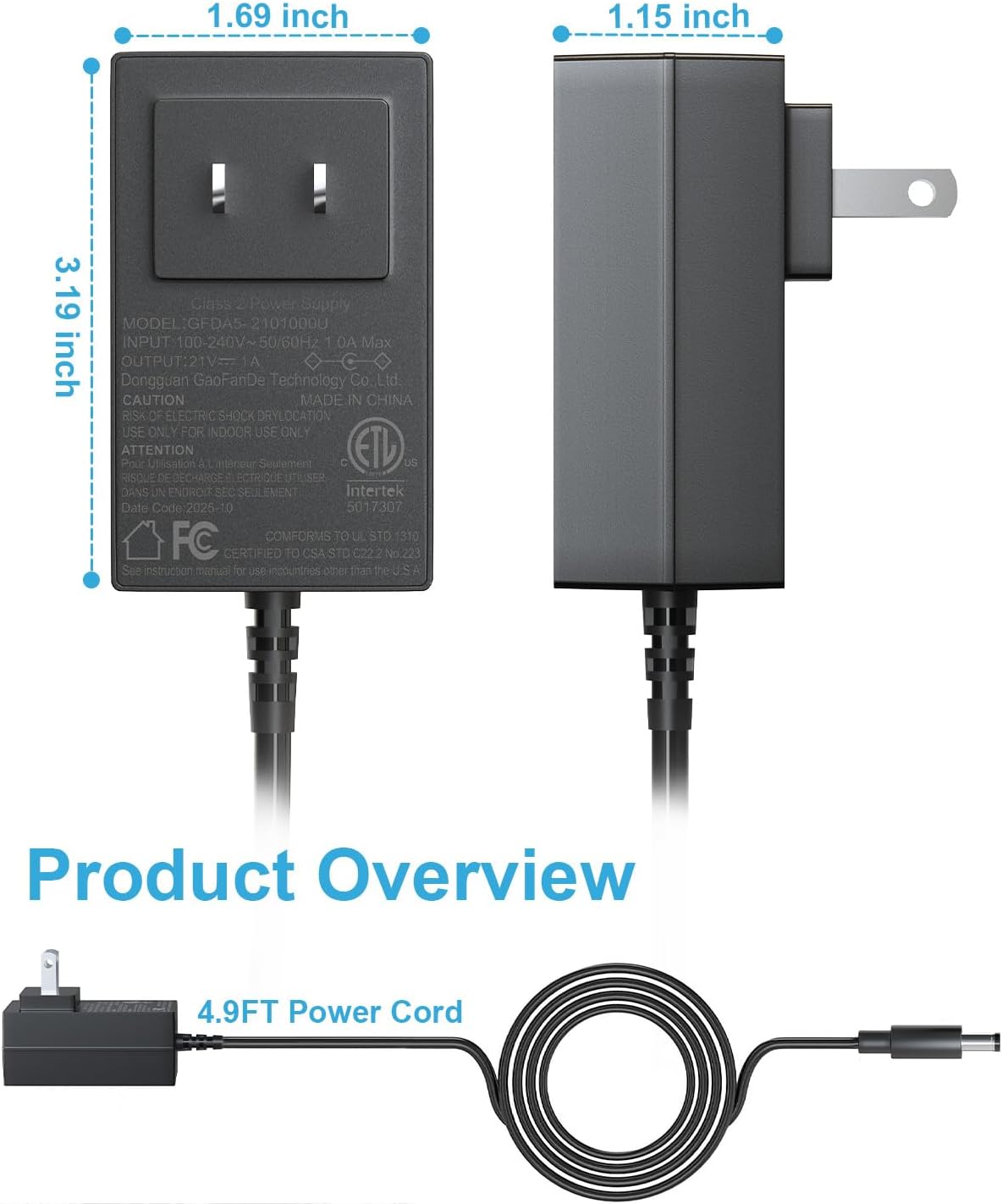 21V Mini Chainsaw Battery Charger, 21 Volt Lithium Battery Charger Compatible with Saker/SeeSii/Aker/Seyvum/O-Conn Chainsaw Pruning Shears Mini Electric Power Tool Replacement Charger DC21V 1A - Image 7