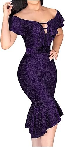 Vestido casual irregular con volantes y estampado sólido para mujer