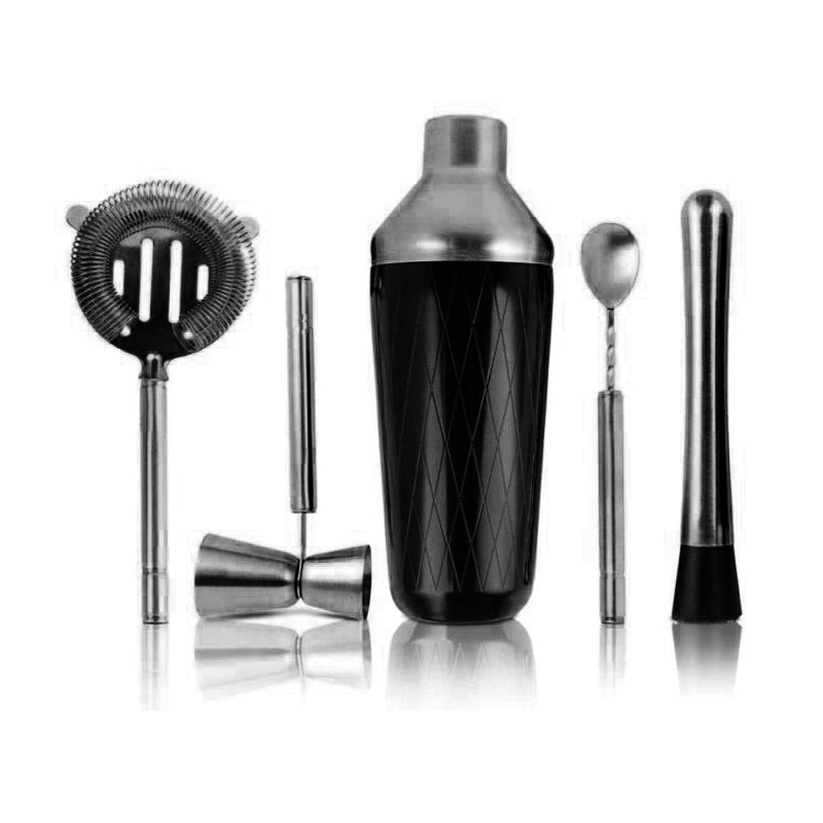 Agitador de cóctel Juego de coctelera con Accesorios, Kit de Martini con medidor y Cuchara mezcladora, colador, Herramientas de Barra Profesionales Agitador de Vino (Color : Gunmetal Black)