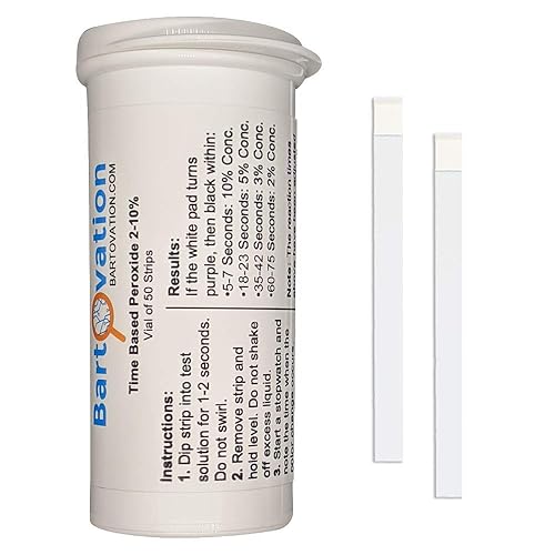 Tiras de prueba H2O2 de peróxido de hidrógeno de muy alto nivel, 2-10%, prueba basada en el tiempo Vial de 50 tiras