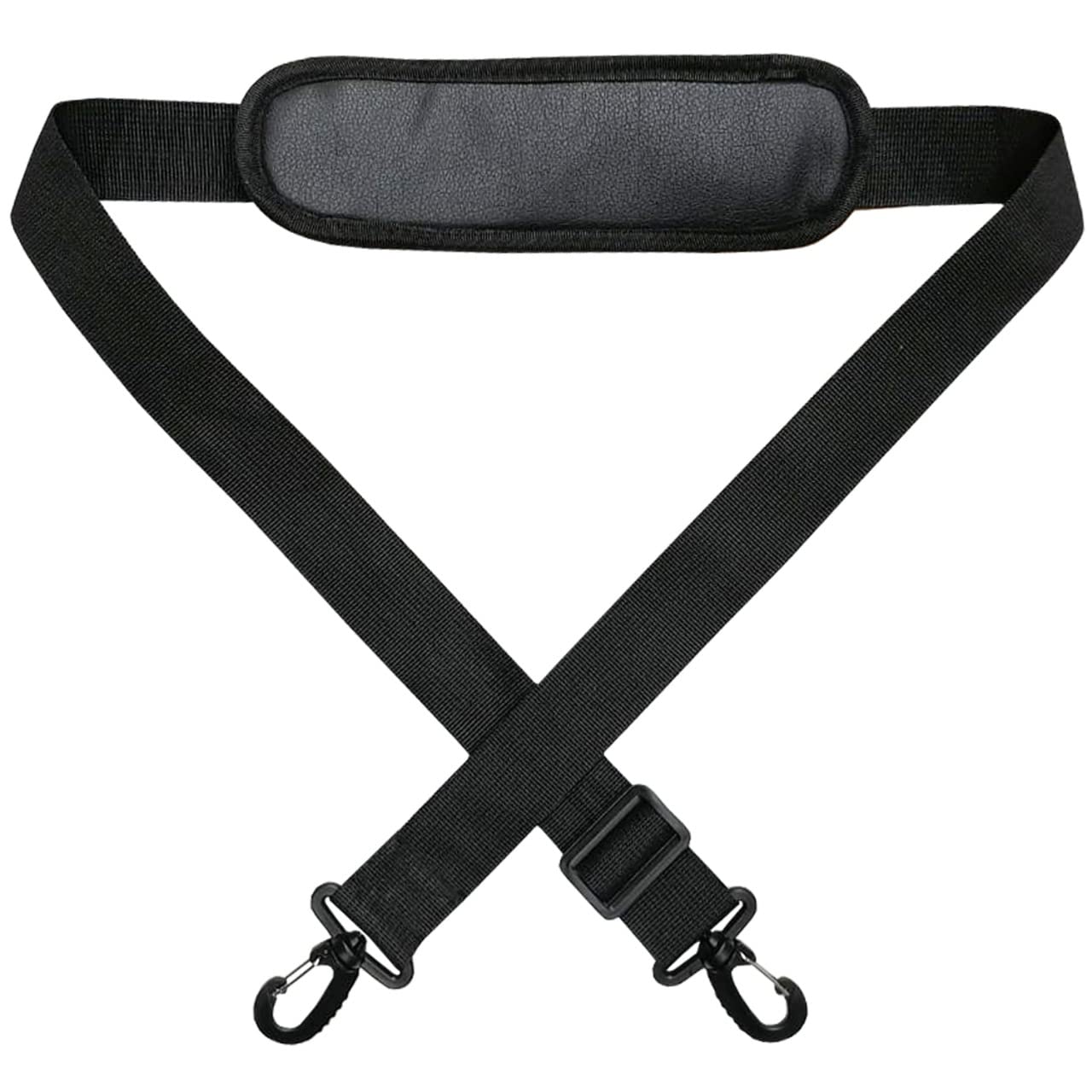 Adjustable Padded Shoulder Strap – Replacement Bag Strap Belt for Laptop, Travel, Gym, Briefcase Handbag, Football & Camera Bags – Soft Shoulder Pad – Durable Nylon with Clips (Black)