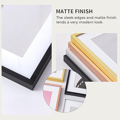 Miniatura 428 de Fun Memories Portarretratos de metal de 16 x 20 pulgadas con paspartú de 11 x 14 pulgadas, acabado de aluminio cepillado, parte delantera de vidrio