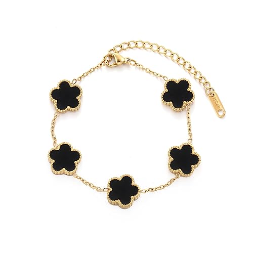 TICVSS Four Leaf Clover Bracelet for Women 18K Gold Plated