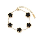 TICVSS Four Leaf Clover Bracelet for Women 18K Gold Plated Stainless Steel Lucky 4 Leaf Gold Link Bracelet Jewelry Gift for Women