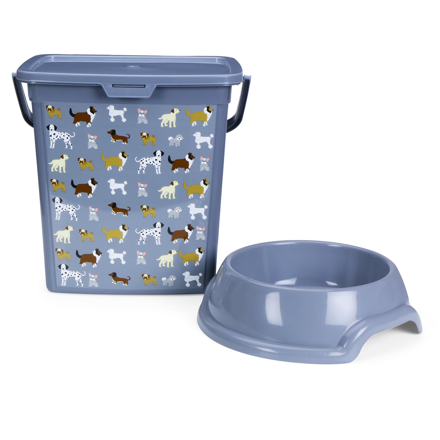 COMET Plastics 6L Pet Food Storage Container With Scoop and Pet Food Bowl | Cute Dog Artwork on your pet food storage container | Pet food bowl -750ml | BPA Free | Grey | Free Scoop | Free Bowl | (B0D2P45J7G) Amazon Price History, Amazon Price Tracker