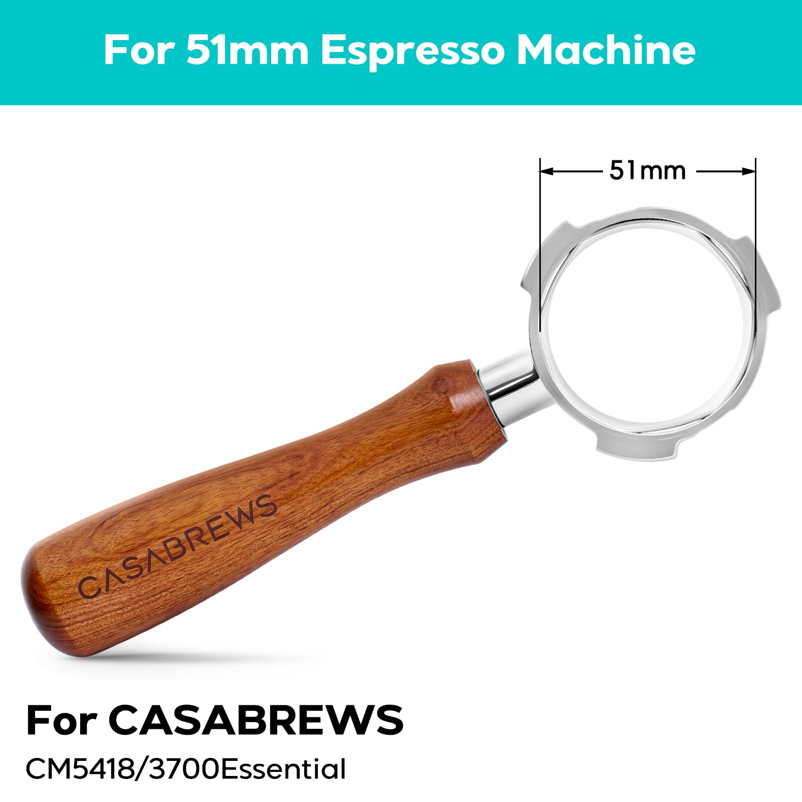 CASABREWS Portafiltro Sin Fondo 51mm para Máquina de Espresso CM5418 | Portafiltro 3 orejas con filtro y puck screen. Observa el flujo. Se requieren habilidades para evitar salpicaduras