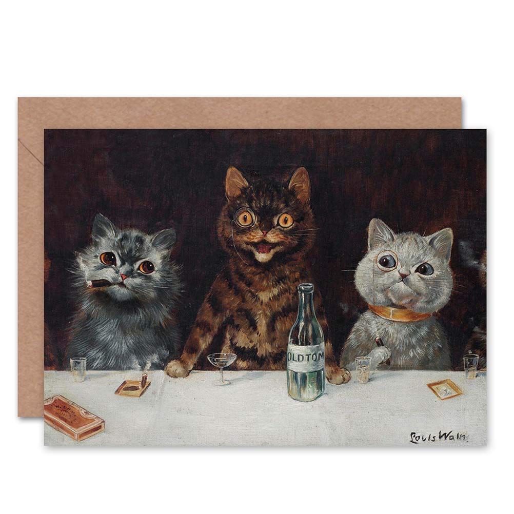 Artery8 Louis Wain The Bachelor Party Bar Animals Cat Lover Card