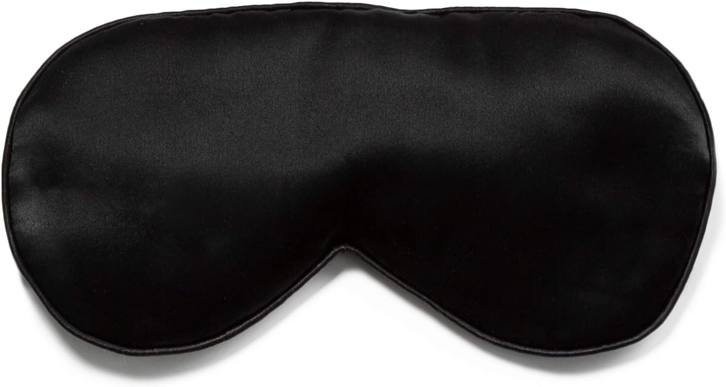 Fishers Finery 25 Momme Pure Mulberry Silk Sleep Eye Mask with Adjustable Strap (Black)