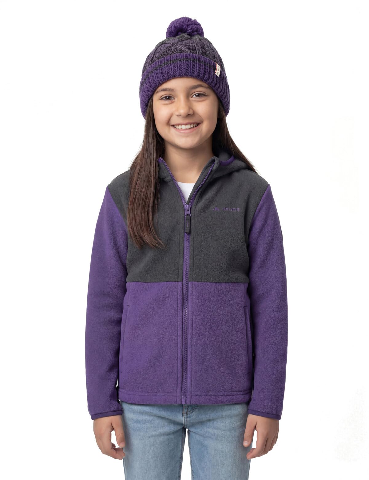 VAUDE Kids Pulex Hooded Jacket II - Chaqueta de forro polar con capucha para niños, para deporte, vida cotidiana y ocio, cálida, fácil de limpiar