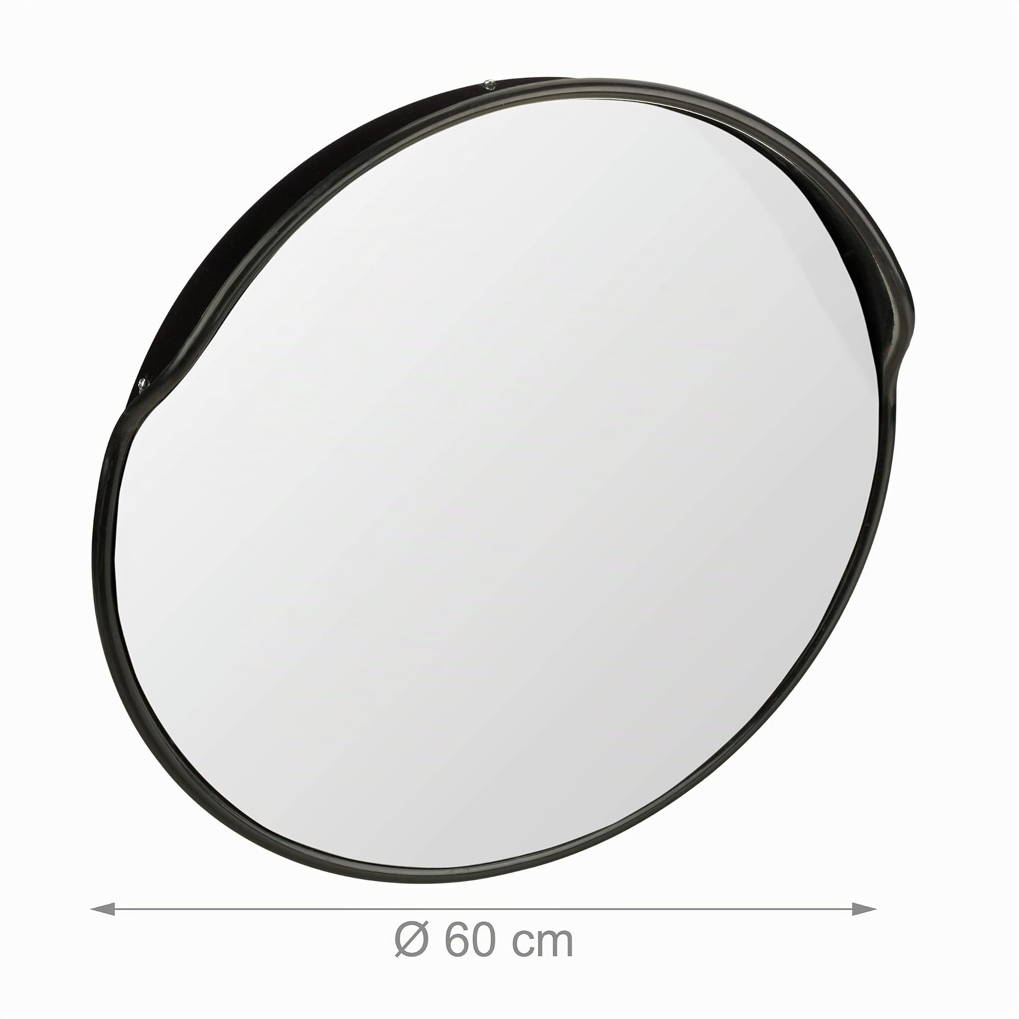 Relaxdays Specchio Convesso 60 cm, Resistente alle Intemperie, Infrangibile, per Esterni & Interni, incl. Supporto, Nero
