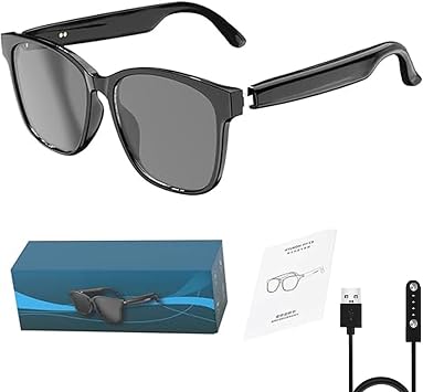 AI Translator Glasses, AI Smart Glasses, Lentes Traductores De Idiomas With 144 Languages Real Time Translation and Touch, Voice Assistant, Anti Blue Light, Great for Businees, Travel, Leaning Black