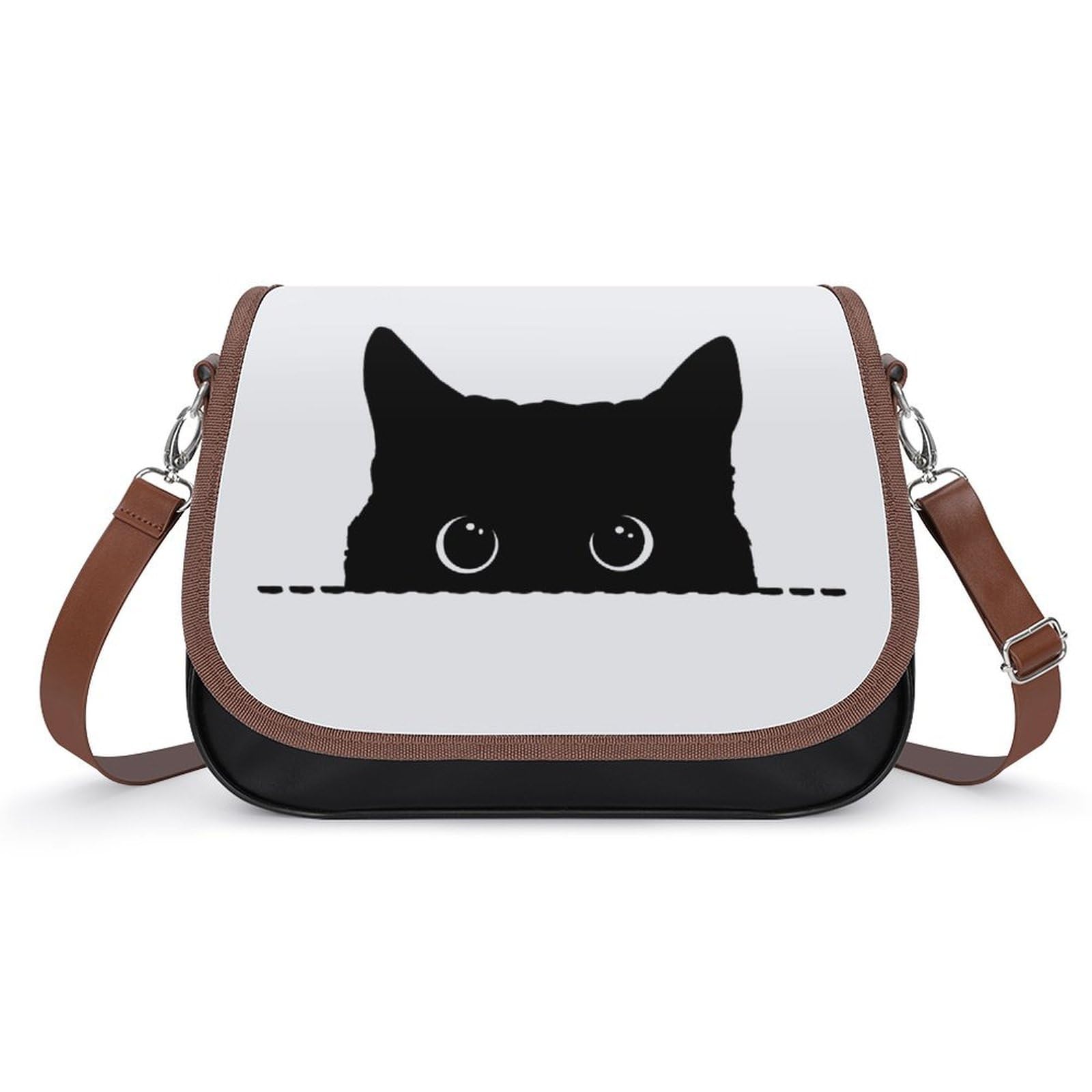 Amazon.co.jp: 黒猫 ショルダーバッグ PUレザー メッセンジャー