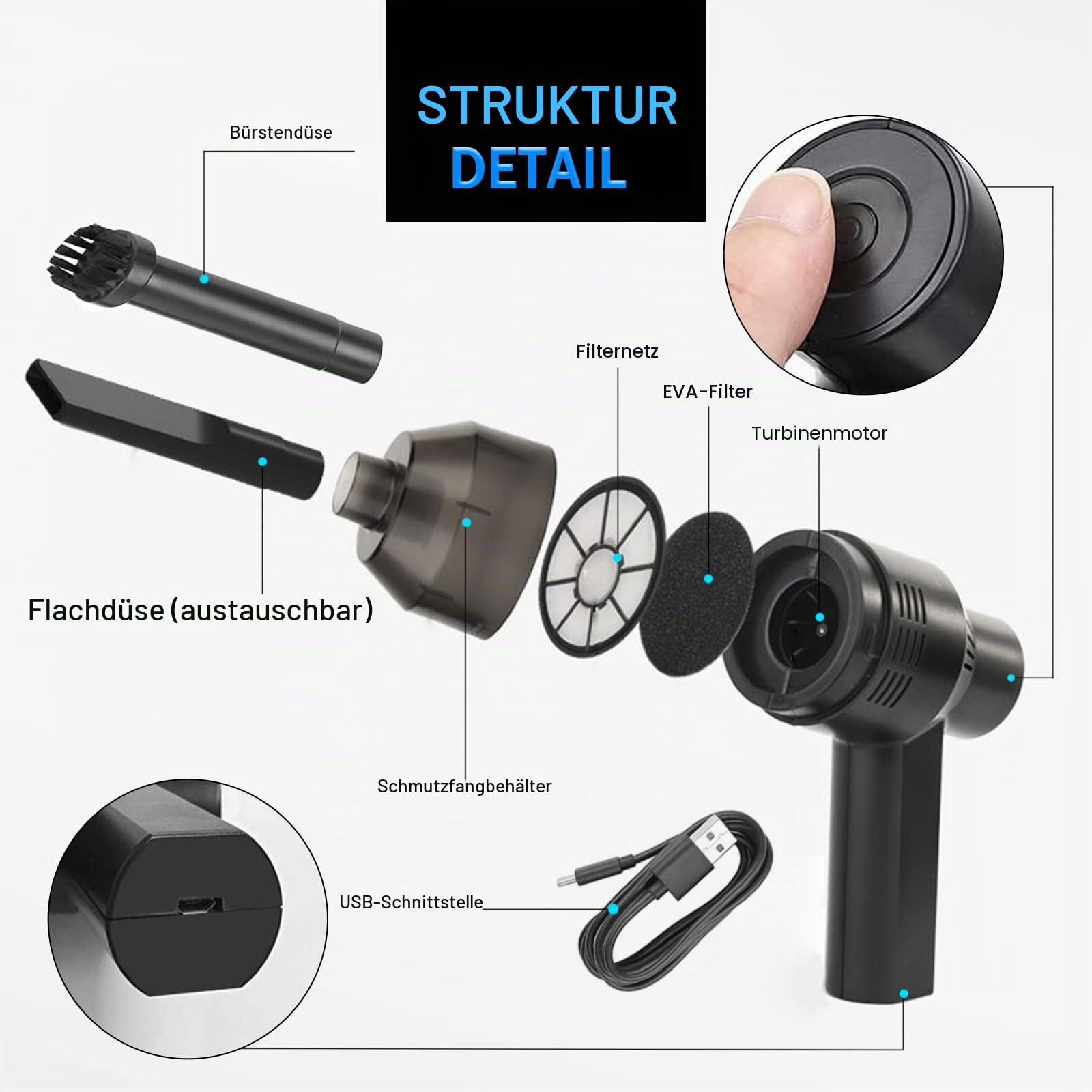Dealswin Computer Staubsauger Tastaturreiniger wiederaufladbarer Mini-Staubsauger, kabelloser tragbarer Staubsauger - Reiniger zum Reinigen von Staub,Krümeln,Schrott für Laptop,Auto