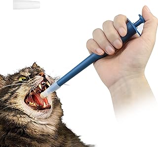 Riyanon Cat Pill Shooter, Pill Shooter for Cats, Pill Shooter for Cats, Cat and Dog Side Grip Medication Feeder Silicone Head Feeding Stick(Blue)