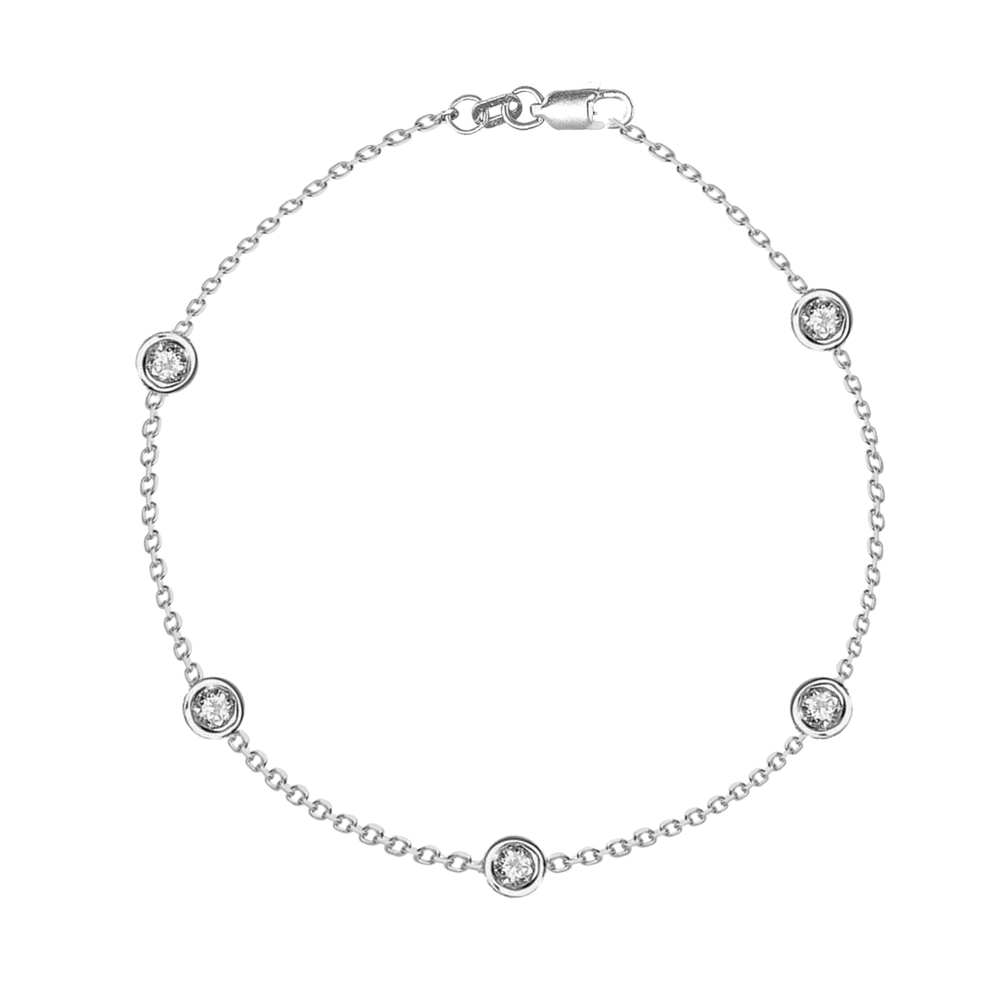 Ritastephens 14k Yellow or White Gold Cubic Zirconia CZ By the Yard Station Anklet Anklet Bracelet 1