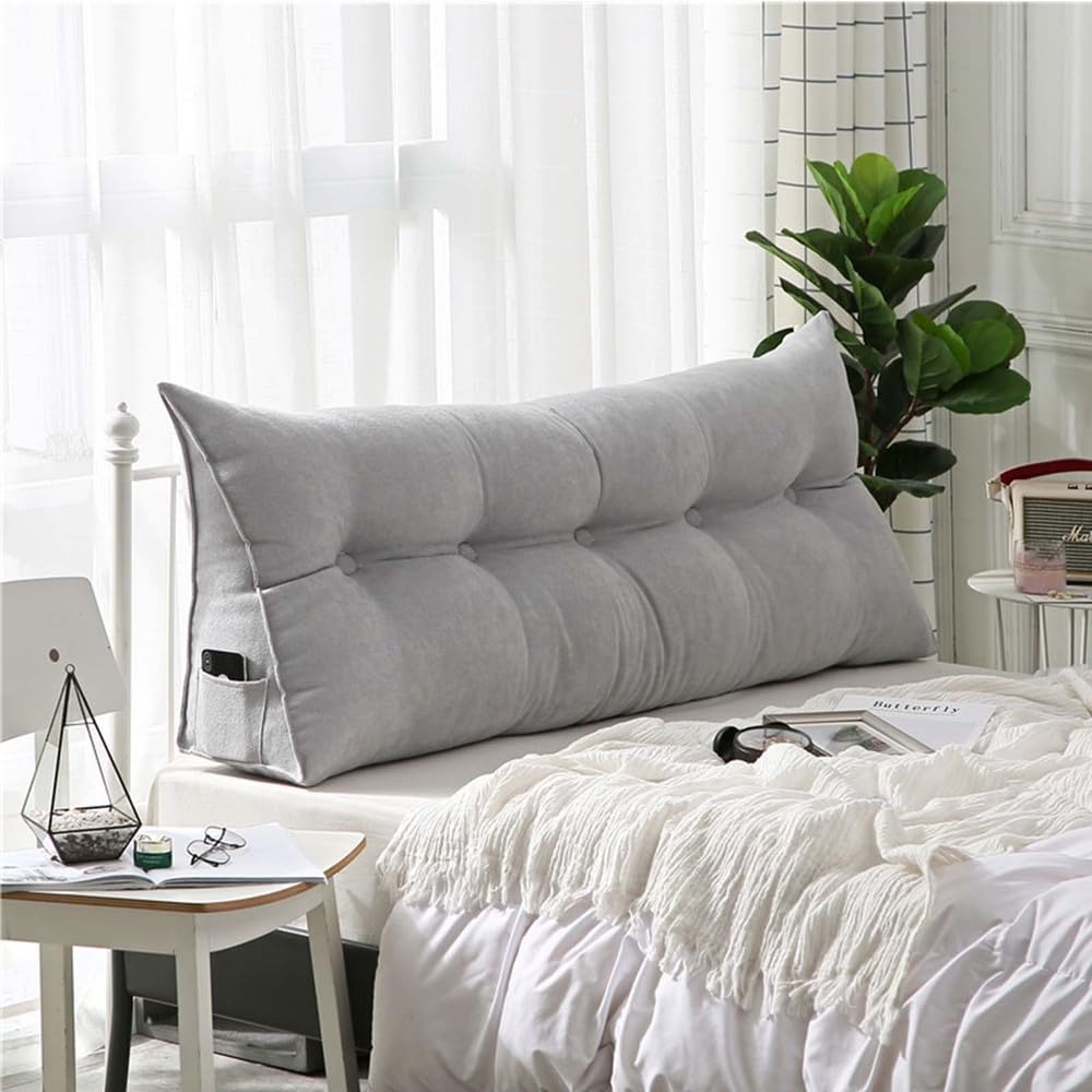 HLTQL Leeskussens voor bed, rugsteunkussen, steunkussen, lendensteunkussen voor bed, driehoekig kussen, steunkussens voor bank (1groen, 60 cm