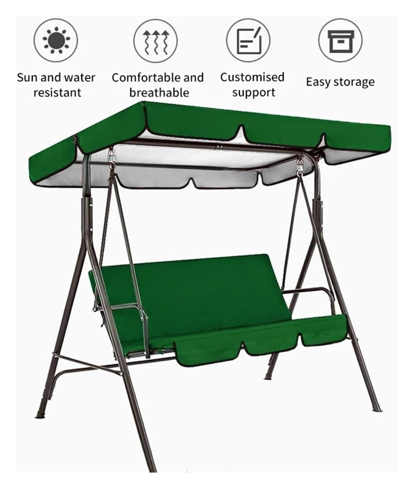 Funda para Asiento de Columpio de jardín, Reemplazo de toldo oscilante 3 Asientos, Multicolor