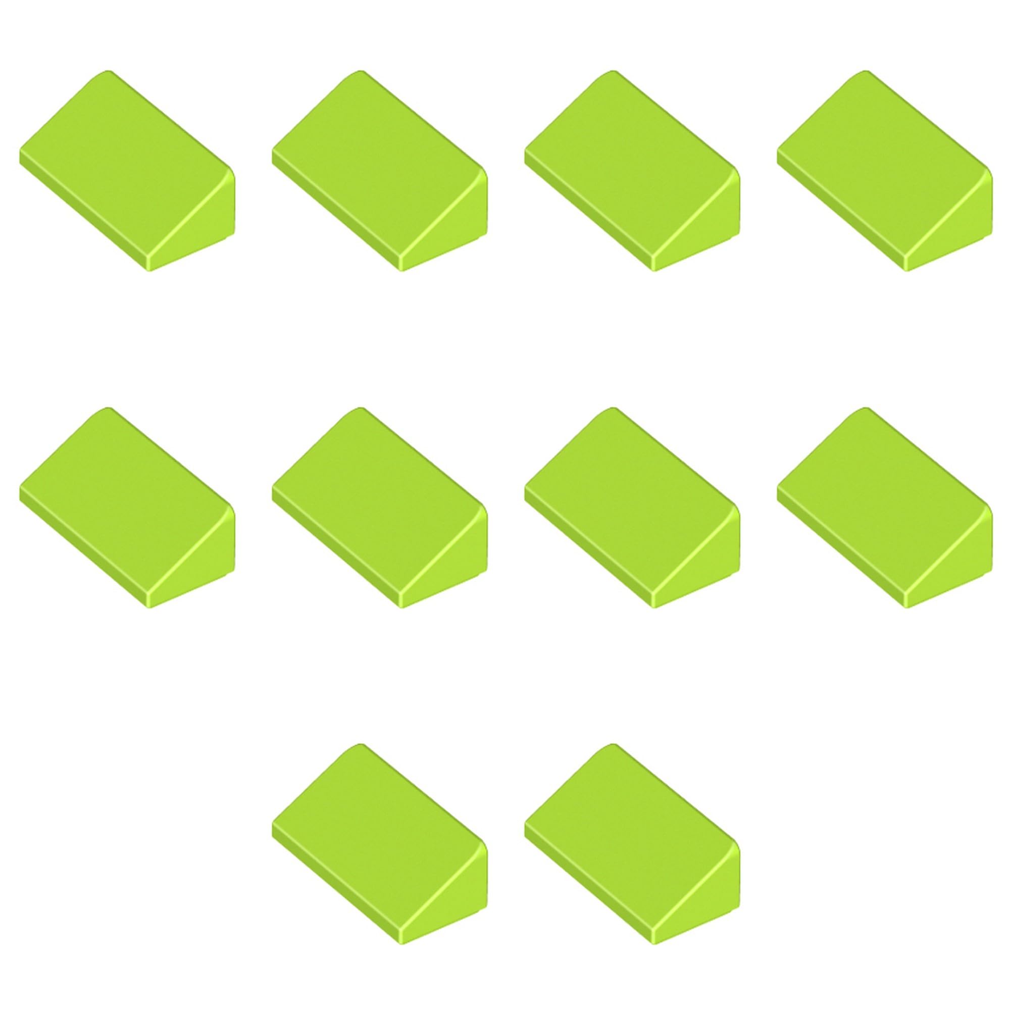 LEGO Slope Building Block, 30° Angle, 1 x 2 x 2/3, Part 85984 (Lime, 10, Bricks) — image 1