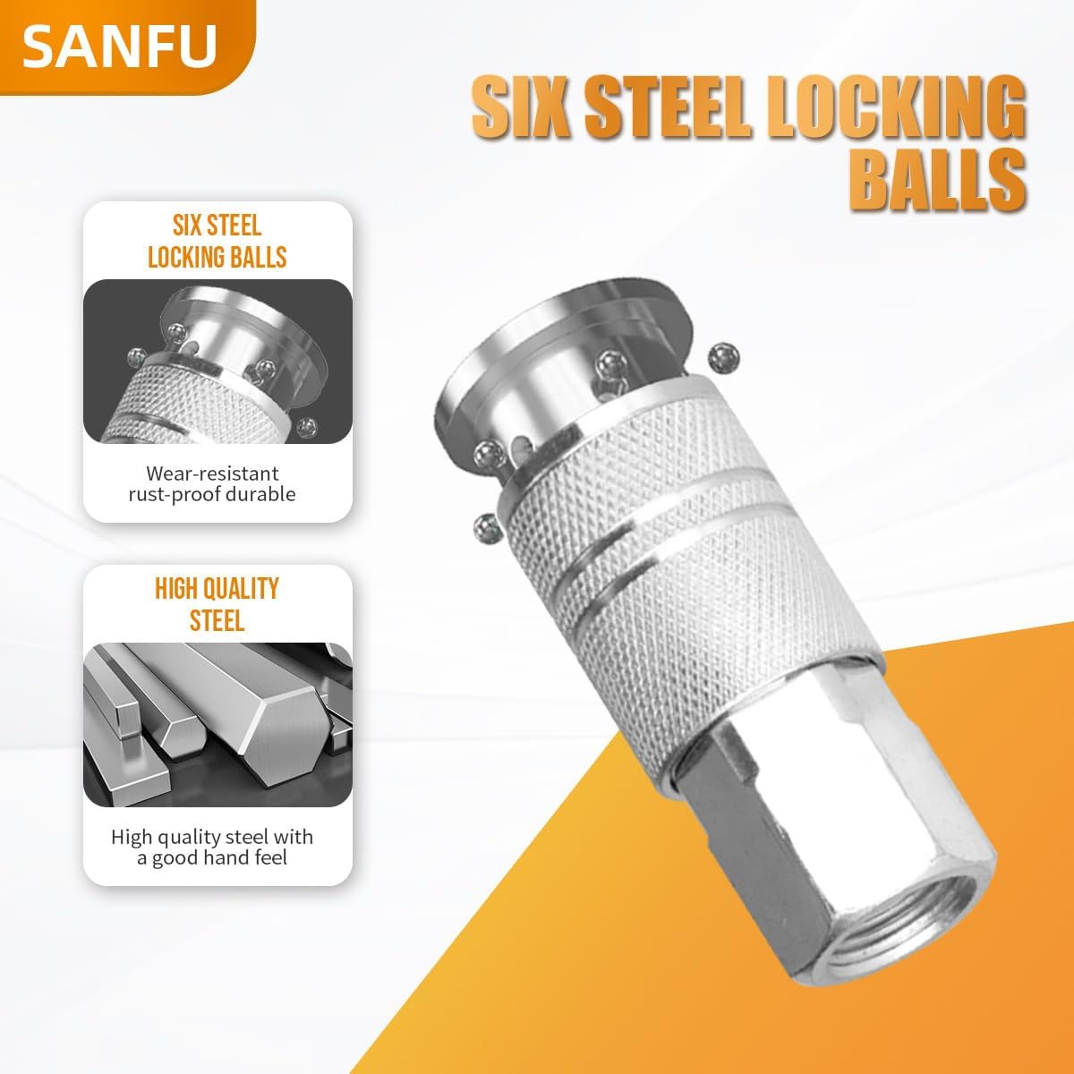 SANFU Hybrid Air Hose 1/2”ID x 25FT, Burst 900PSI, Durable, Heavy Duty, Flexible, 1/2" High Flow Coupler&Plug Air Fittings, Bend Restrictors, Green(25’)