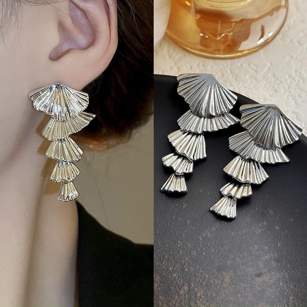 14K Gold Silver Shell Earrings for Women Seashell Starfish Statement Earrings Summer Vintage Boho Ocean Sea Earring Fashions Beach Jewelry Gift - Image 8