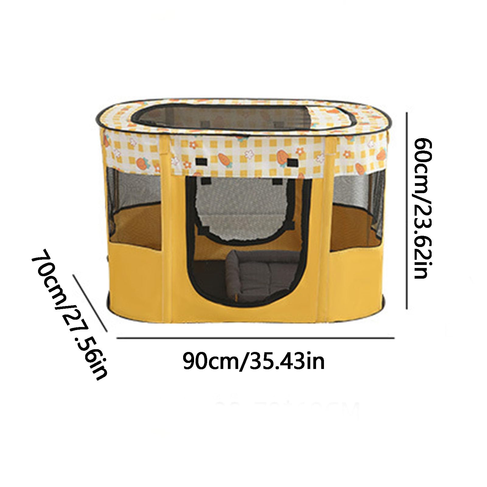 Koci Namiot-klatka Przenośny Składany Wodoodporny (XL90X70X60 YELLOW)