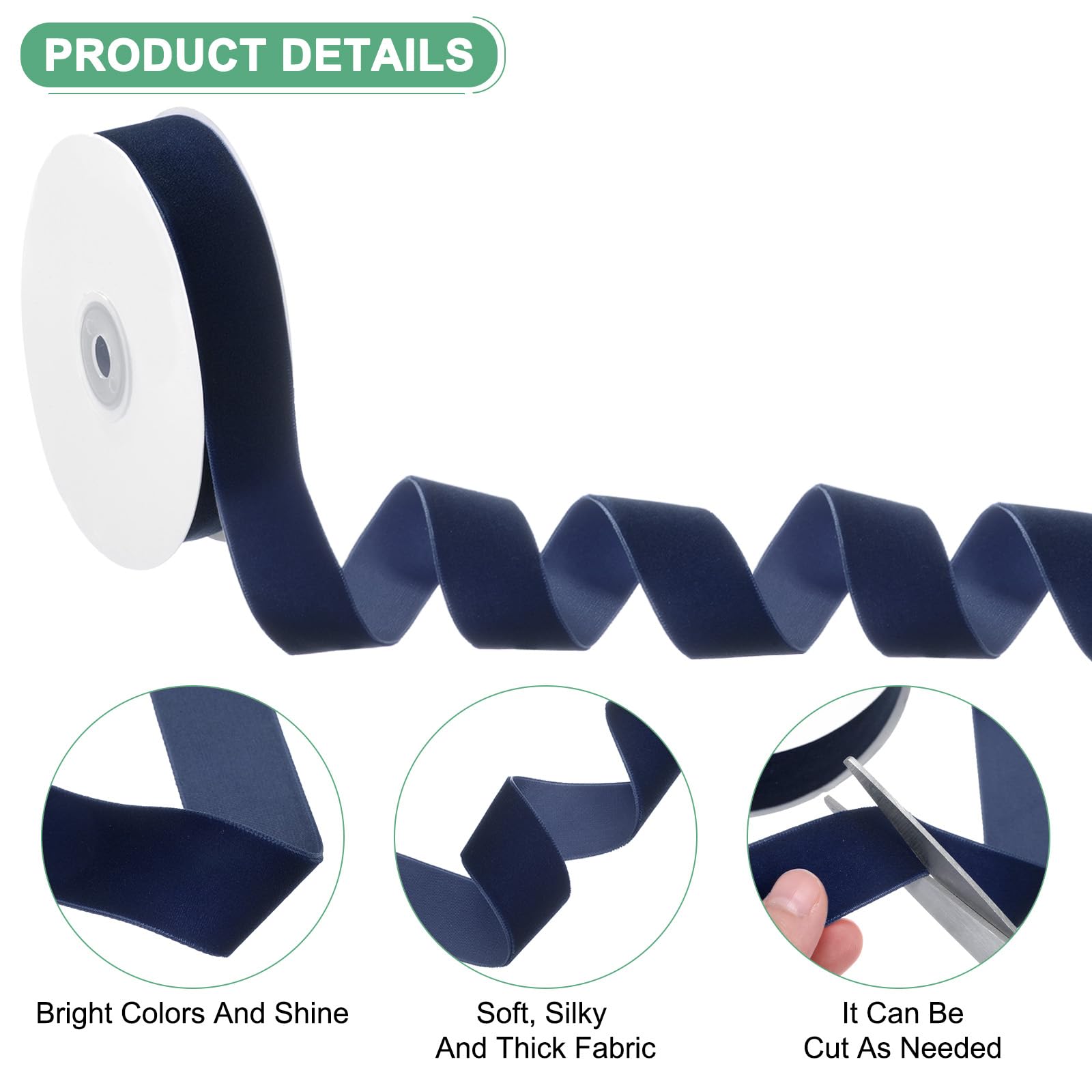 M METERXITY Navy Blue Velvet Ribbon - Image 2