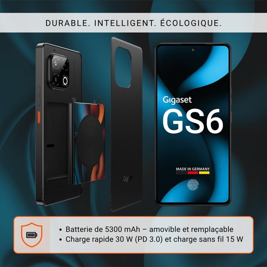 Gigaset GS6 Smartphone, 128GB, Fotocamera Tripla 64+8+2MP, Nero