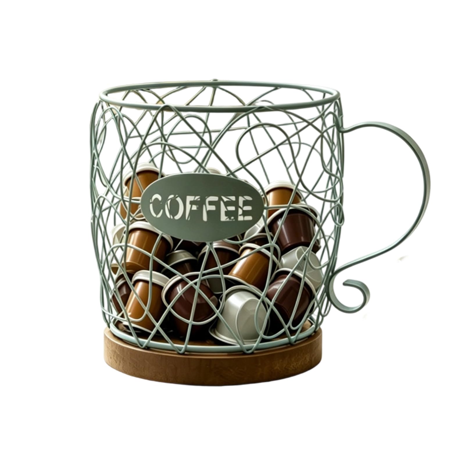 Kaeltsyn Green Sturdy Metal Coffee Pods Dispenser For Quick Access In Busy Morning Routines Space Saving Coffee Storage