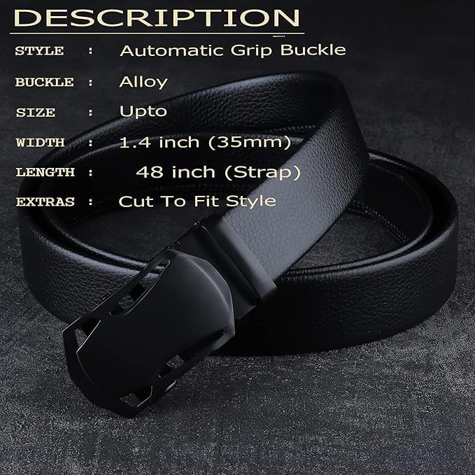 Image of Men's Genuine Leather Belt | Full Grain | Adjustable Fit | Durable Buckle | Formal & Casual Wear | Fit on up to 38 Inches Waist size