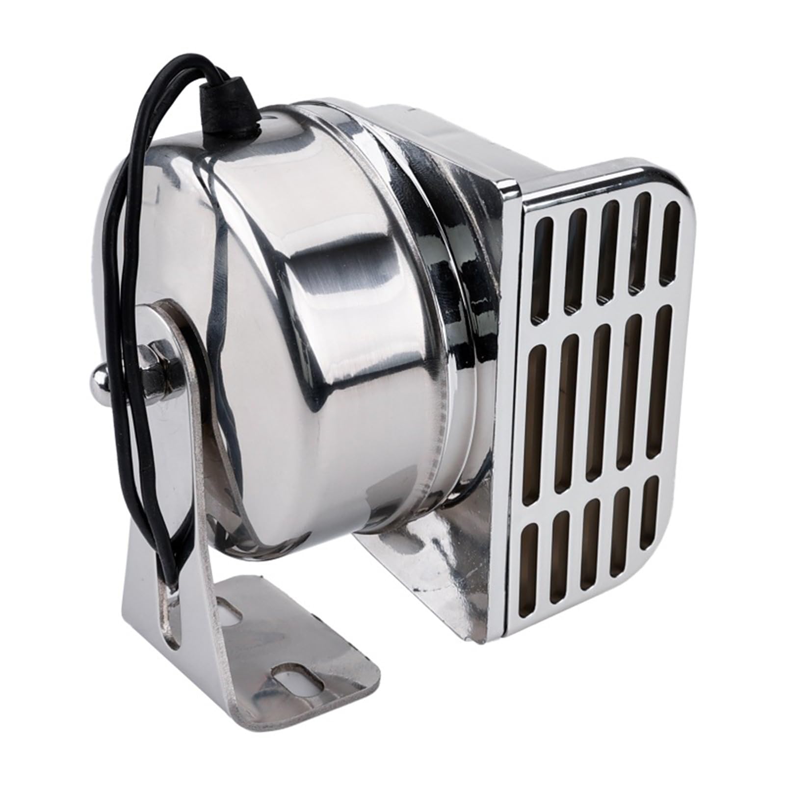 Bocina de barco de acero inoxidable de 12 V con soporte de base, bocinas eléctricas de caracol marino, impermeables, súper ruidosas, para lanchas rápidas, veleros, yates, coche (tono alto)