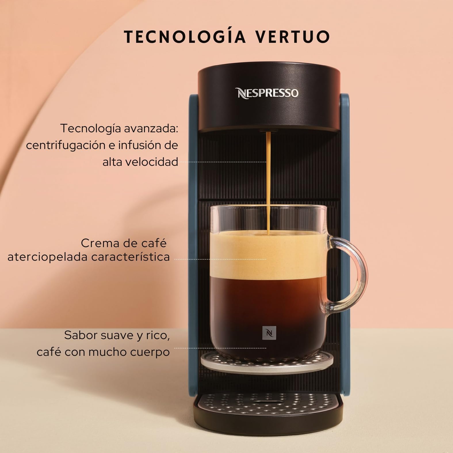 KRUPS Nespresso Vertuo Up, Cafetera de Cápsulas, Depósito 1,4L, Negra | 7 Tamaños de taza, Nespresso Smart, Lista en 3 segundos, Apagado automático, Cápsulas Nespresso Vertuo, XN9408