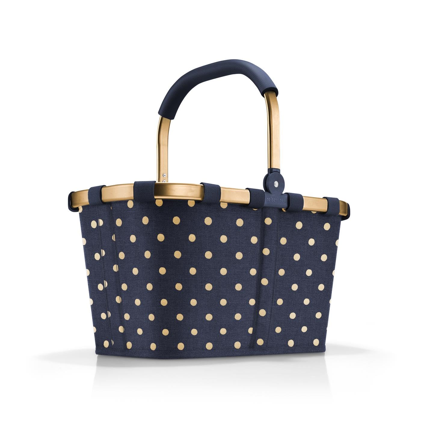 reisenthel carrybag frame metallic dots blue – Stabiler Einkaufskorb mit viel Stauraum und praktischer Innentasche – Elegantes und wasserabweisendes Design