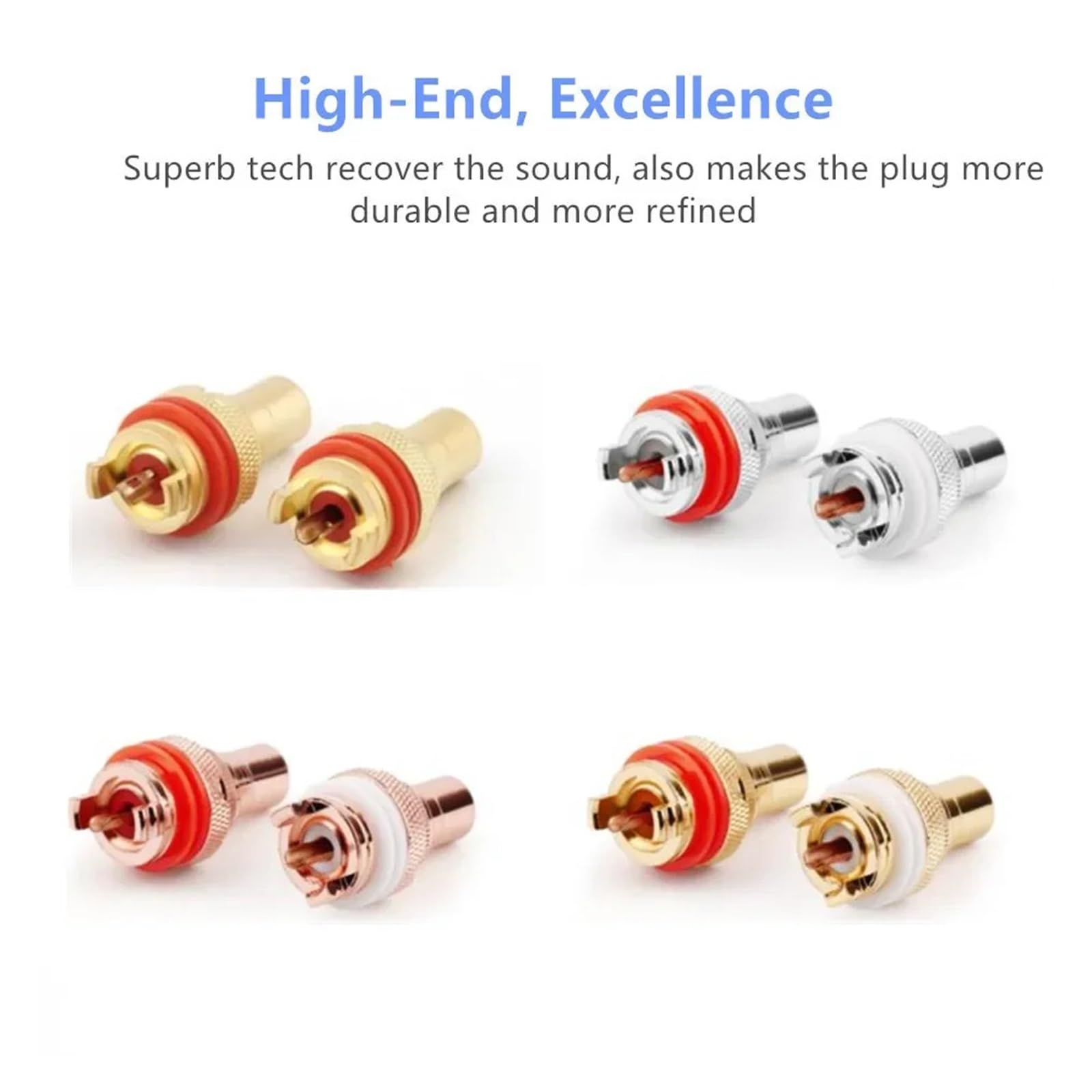 Connettore femmina for altoparlante, jack audio HiFi bianco rosso, rame placcato rodio lucido da 32 mm(20pcs,Mix Color Rhodium)