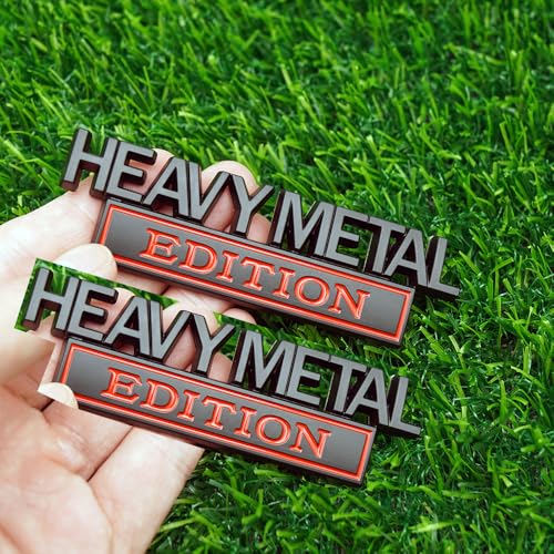 Image of Pair Set Heavy Metal Edition Emblem 3D Fender Badge Decal Sticker Nameplate for Universal Vehicle, Car, Truck, SUV Motorcycle Accessories (Black Red)