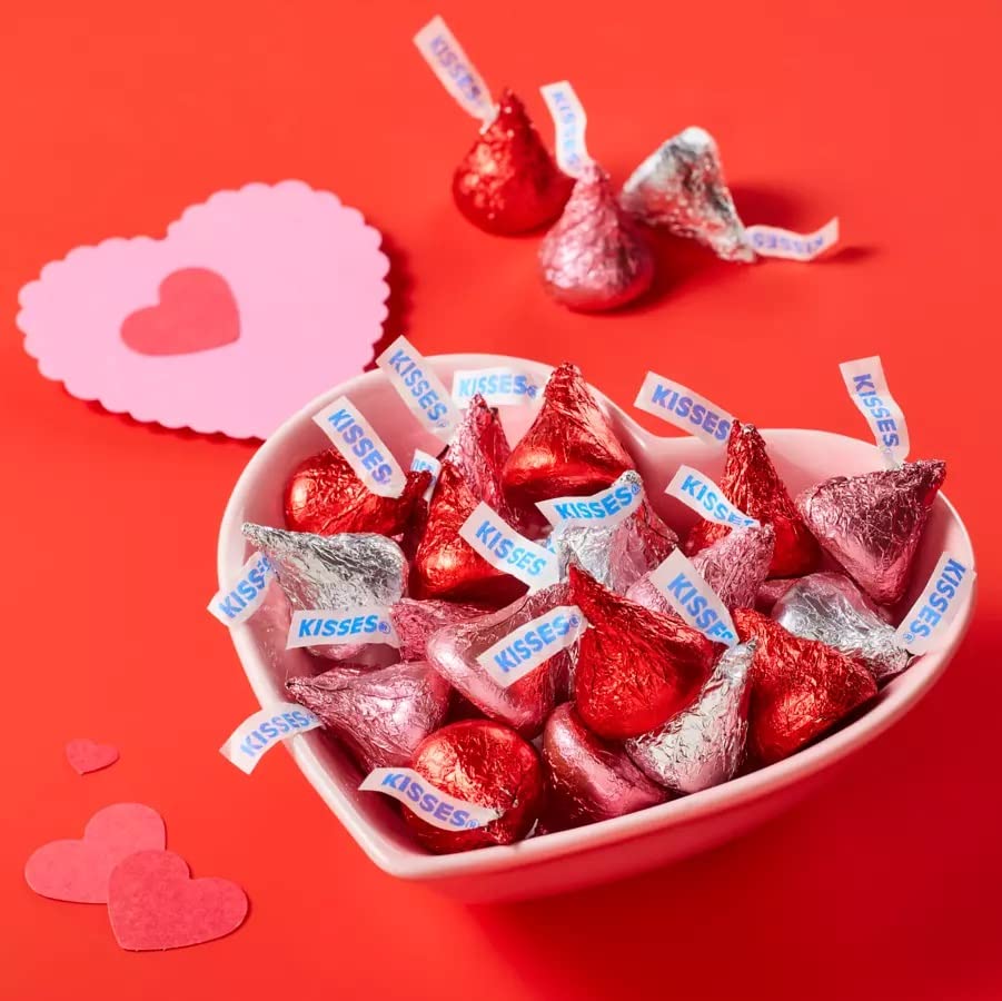 Miniatura 6 de Hershey's - Caramelo de chocolate con leche para el día de San Valentín, papel de aluminio rosa, rojo y plateado para el día de San Valentín,