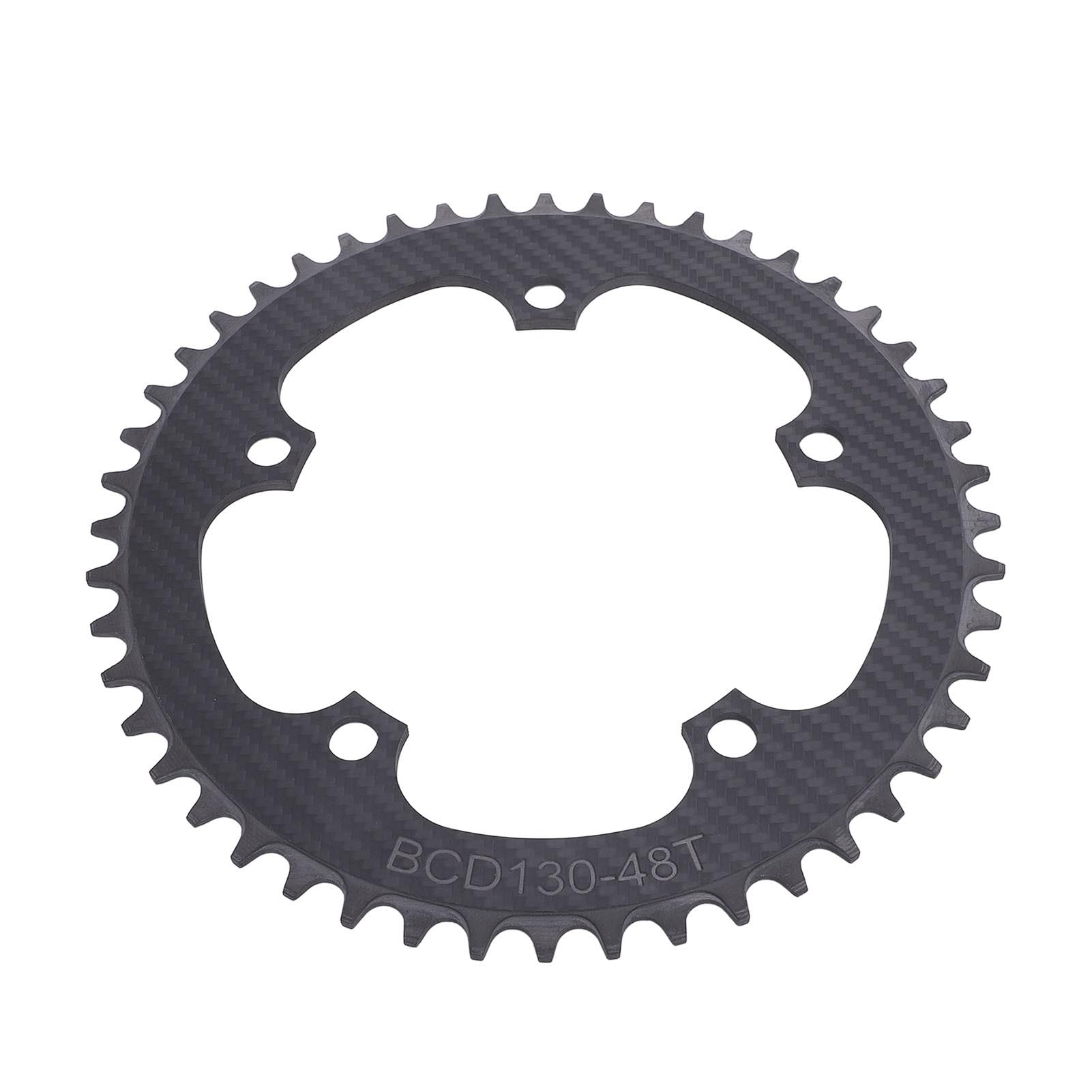 SUNGOOYUE Tarcza Mechanizmu Korbowego z Włókna Węglowego, Lekka Tarcza do Roweru Szosowego 48T 130BCD z Wąskim, Szerokim Zębem Zapewniającym płynną zmianę Biegów, do Roweru Składanego