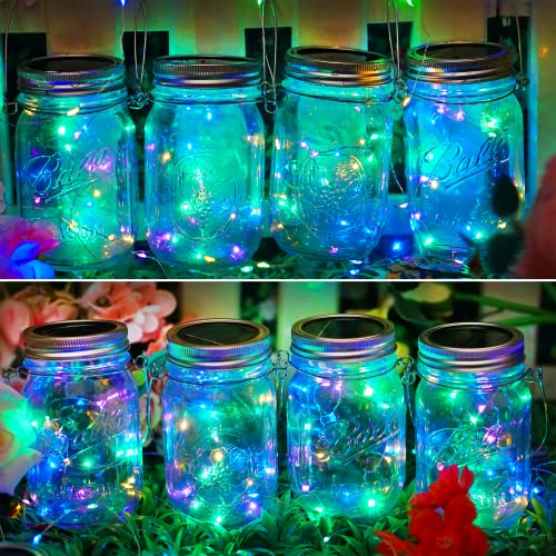 Sunkite Solar Mason Jar Lights, 8 Pack 15 Led Waterproof Fairy Firefly Jar Lids String Lights With Hangers(No Jars), Patio Yard Garden Wedding Easter Decoration - Multicolor #TOP4