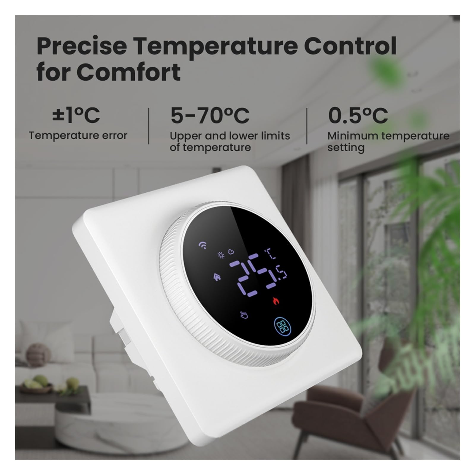 Inteligentny termostat, Pokrętło WiFi Termostat Inteligentny regulator temperatury Ogrzewanie elektryczne Woda Kocioł gazowy