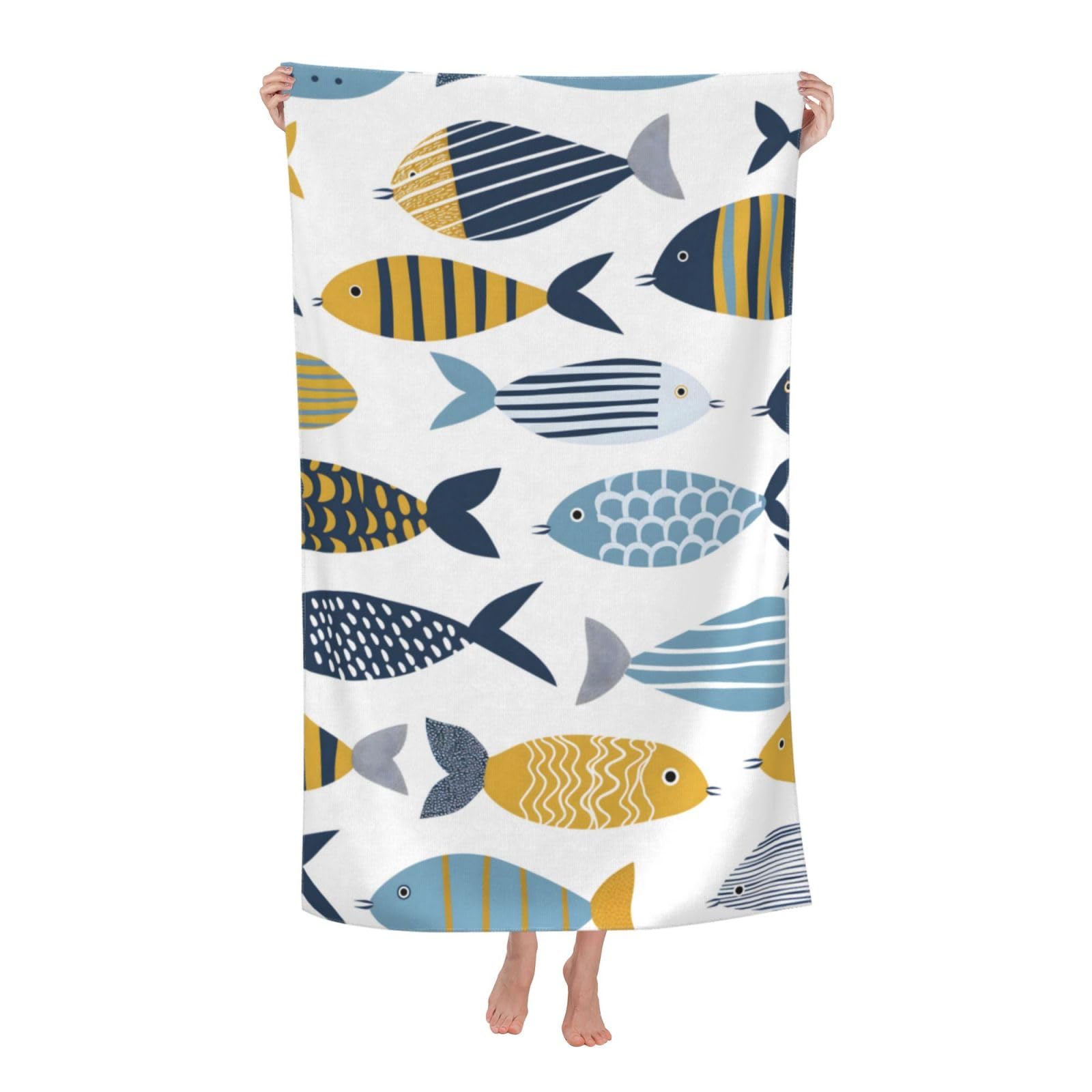 HLBSDM Colorful Fish Beach Towel 31inx51in Ocean Sand Free Microfiber Bath Towel Ultra Soft Quick Dry Pool Towel Absorbent Towel Lightweight Towel for Swimming Bathroom Decor
