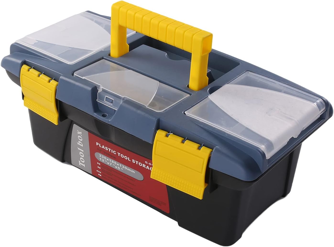 Utoolmart 13.2-inch Tool Box, Plastic Tool Box with Removable Tool Tray,Organizer and Storage for Tools,Parts,Toys, Art 13.2 x 7.3 x5.1 inches Black 1 Pcs