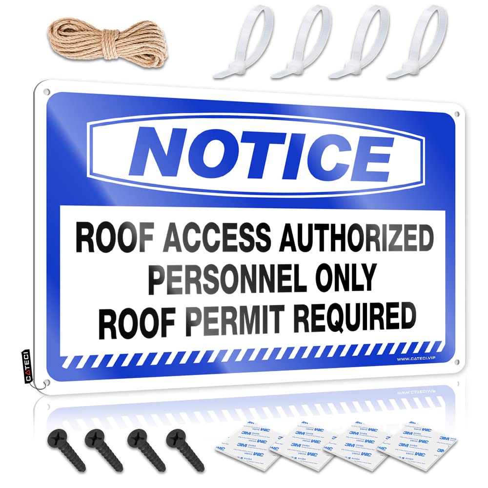 Funnymetal Sign Notice Roof Access Authorized Personnel Only Tin Sign Bar For Man Cave Tin Signs Camping Rules(20X30CM)
