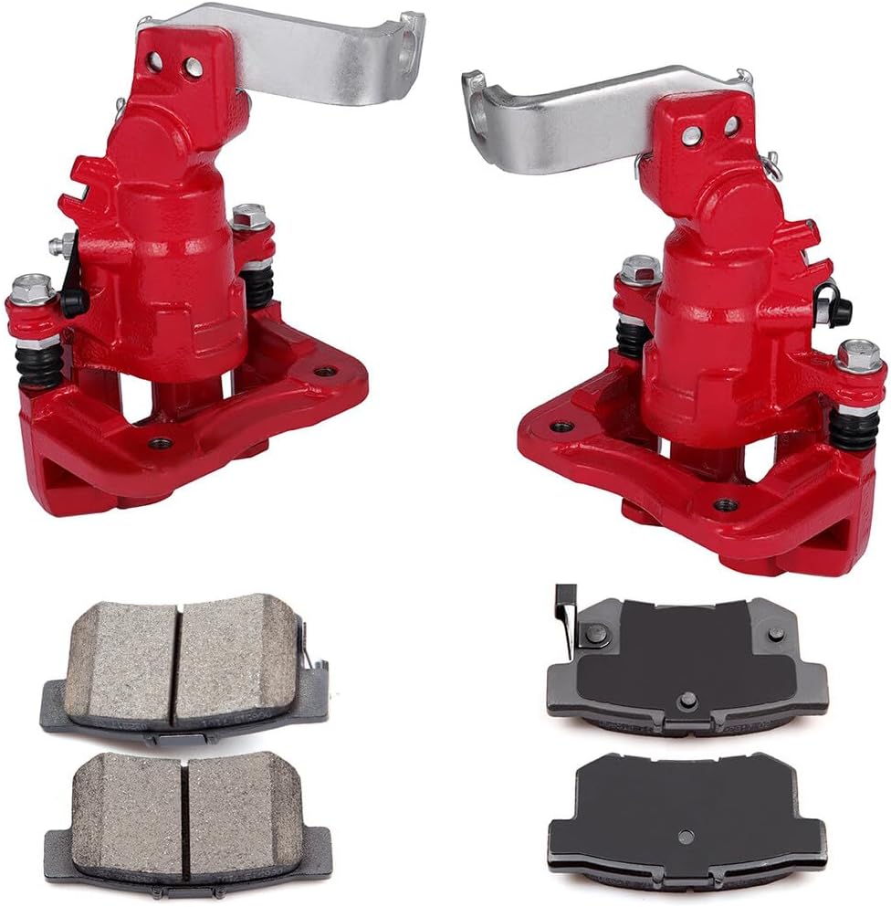 AINTIER Automotive Replacement Brake Kits Red Rear 2 Brake Calipers & 4 Pads Fit For Honda For Accord 1998-2002 2006-2007